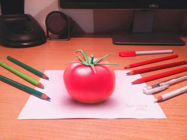 نقاشی سه بعدی با مداد رنگی