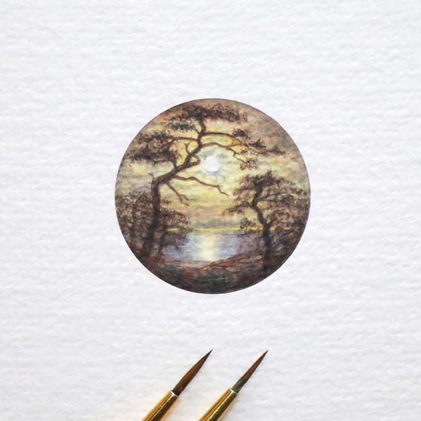 تصاویری از نقاشی های بسیار کوچک با آب رنگ
