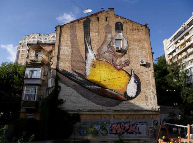 تصاویر عکاسی از هنر خیابانی نقاشی روی ساختمان‌ها