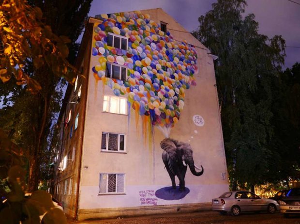 تصاویر عکاسی از هنر خیابانی نقاشی روی ساختمان‌ها