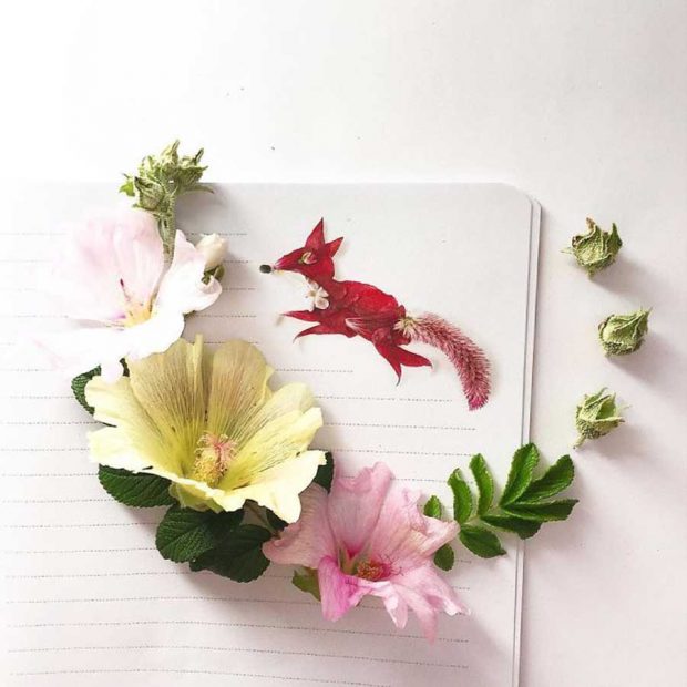 هنرمندی که گلبرگ‌ ها را به نقاشی‌هایی دیدنی تبدیل می کند